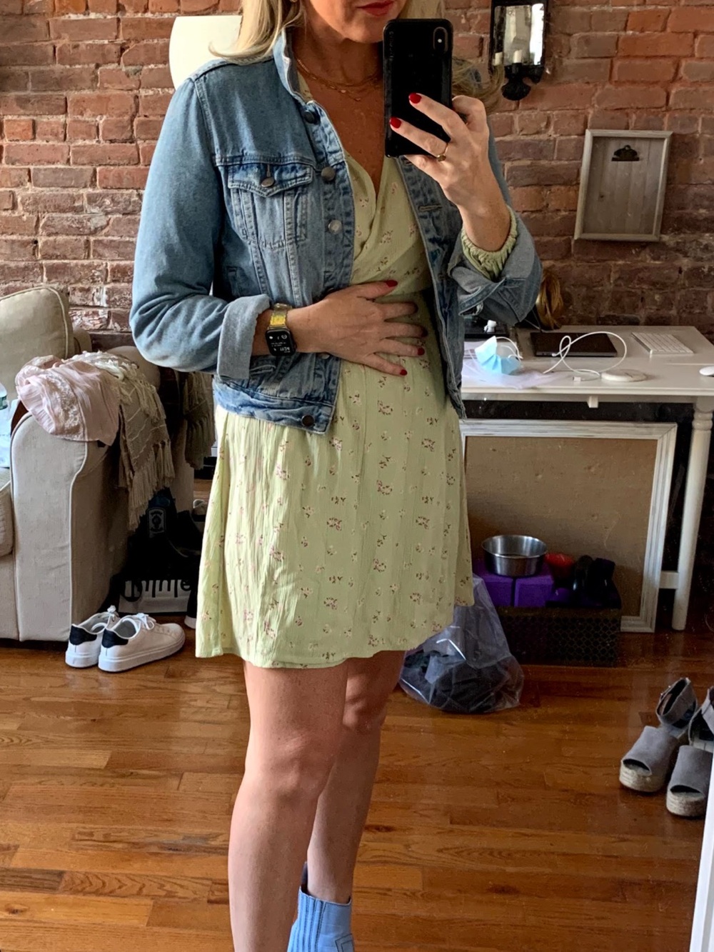 Billabong Light Green Floral Wrap Mini Dress